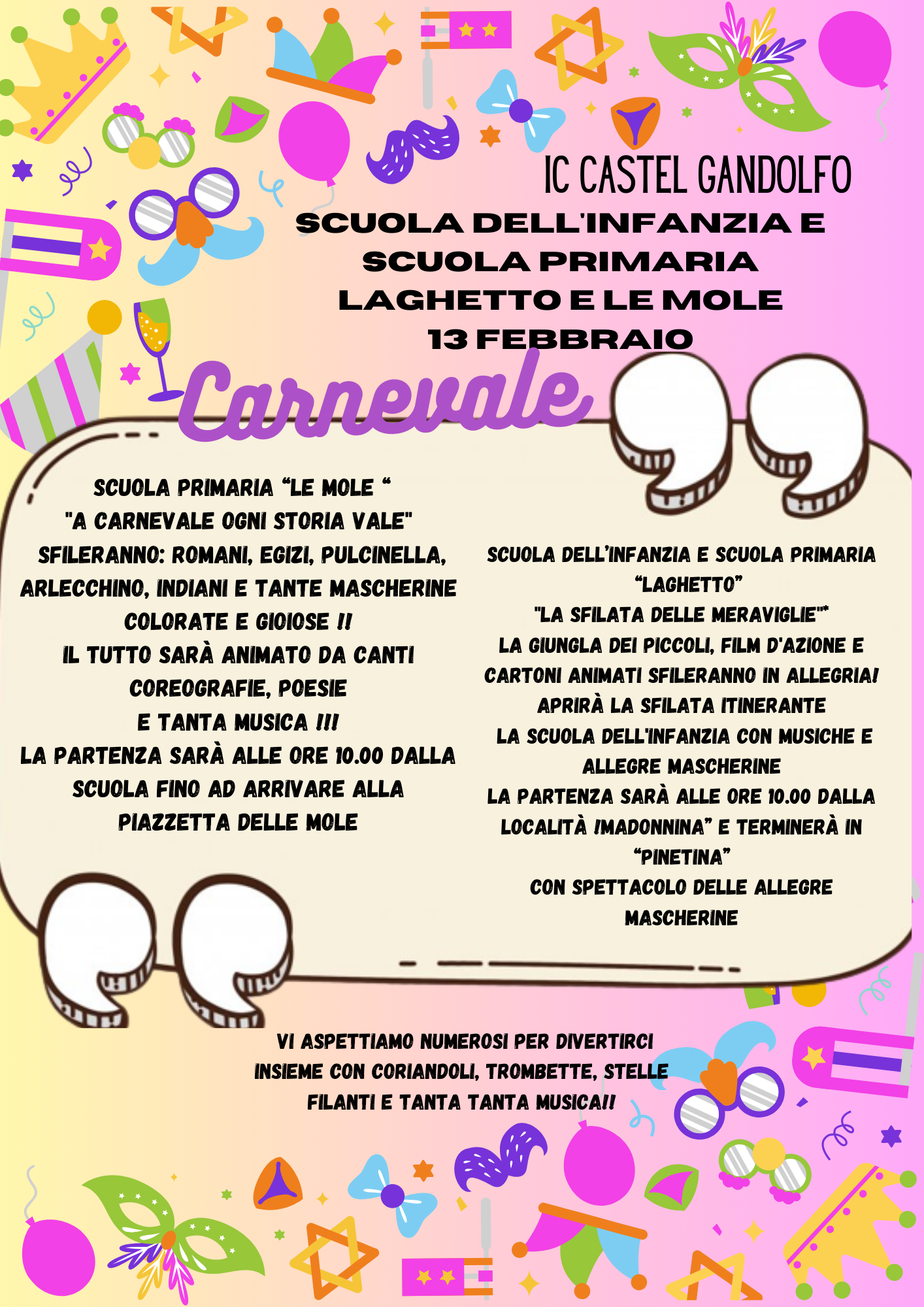 Carnevale in allegria - Eventi - Istituto Comprensivo - Castel Gandolfo (RM)